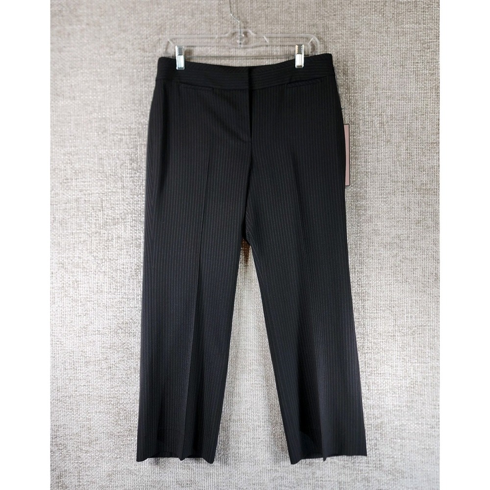 Ann Taylor Margo Pinstripe Wool Dress‎ Pants Womens 6P Petite Black Lined NWT